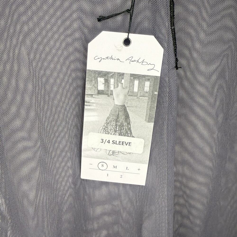 CYNTHIA ASHBY NWT Gray Sheer Mesh Lagenlook Distressed Layering Small Artwear - Picture 6 of 9